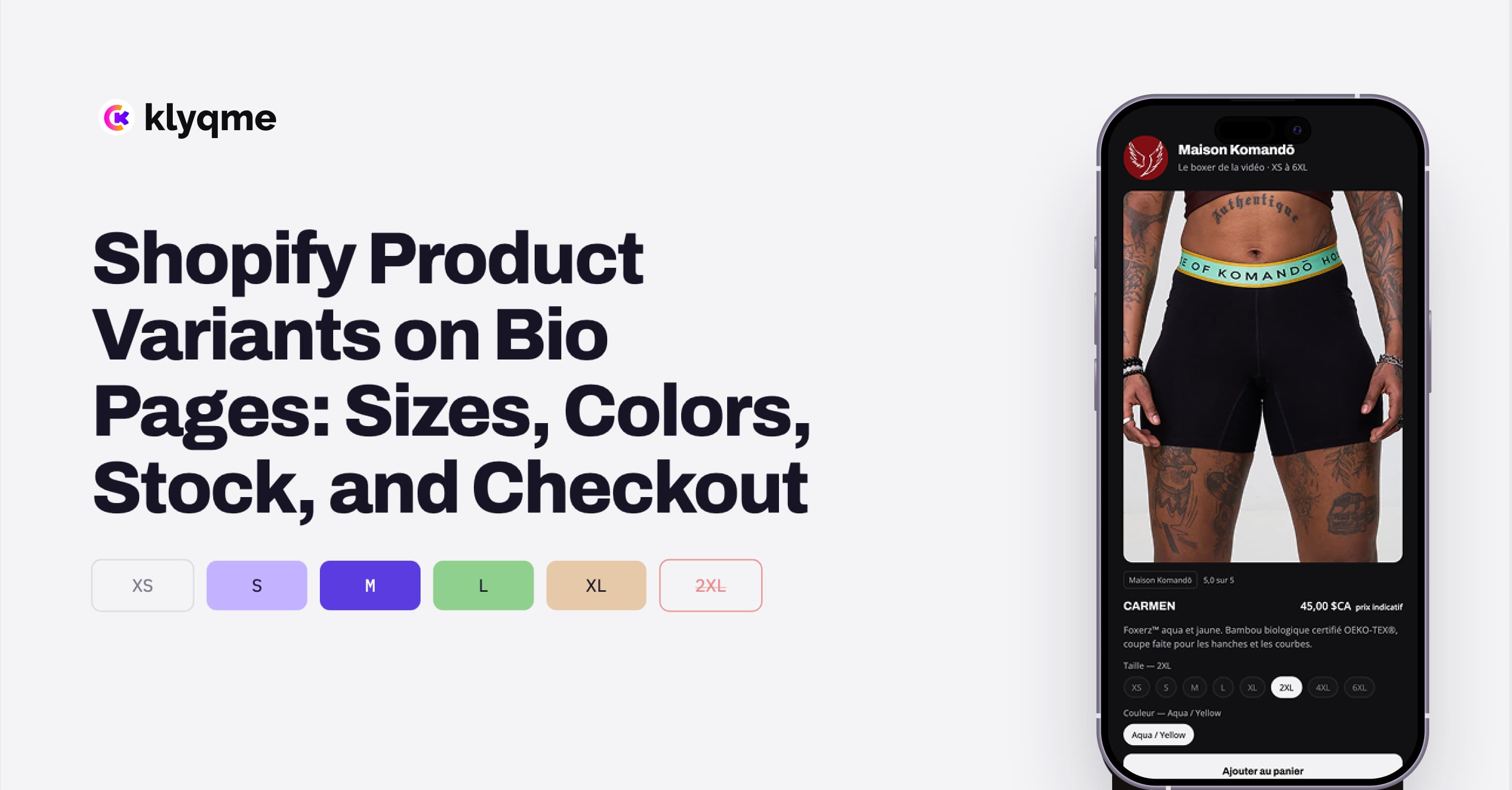 Shopify Product Variants on Bio Pages: Sizes, Colors, Stock, and Checkout